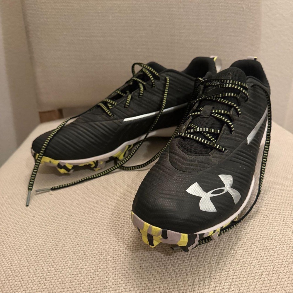 Under Armour Harper 3 RM Mens Baseball Cleats Black Silver Yellow 3021452-001 14